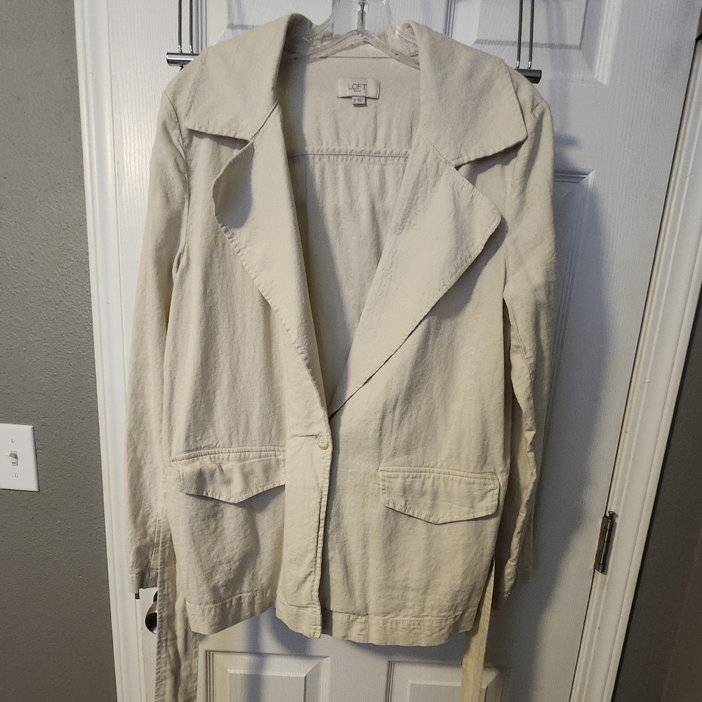 LOFT Women's Cream Linen Jacket M